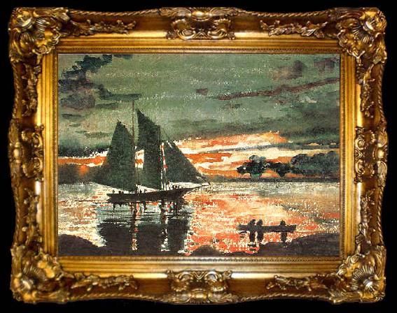 framed  Winslow Homer Sunset Fires, ta009-2